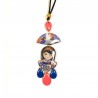 CIONDOLO KOKESHI FIORI BLU E ROSA