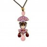 CIONDOLO KOKESHI BORDEAUX E ROSA