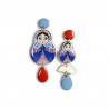ORECCHINI MATRIOSKA FIORI E FANTASIA ROSSO E BLU
