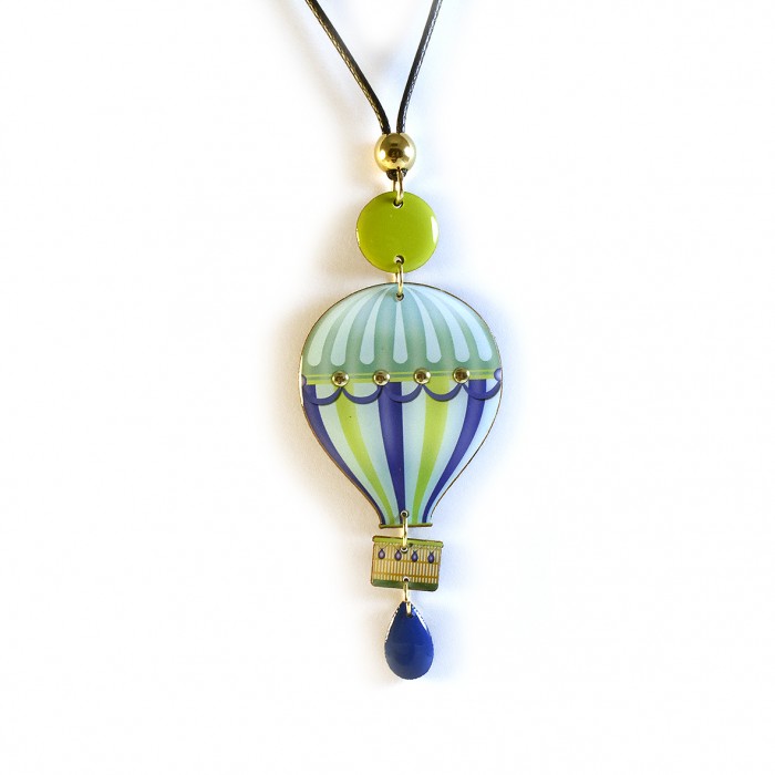 CIONDOLO MONGOLFIERA BLU E VERDE