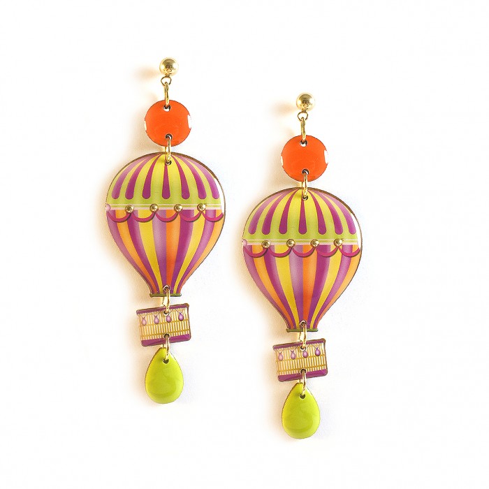 ORECCHINI MONGOLFIERA VIOLA E ARANCIO