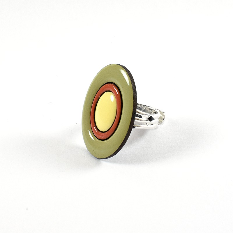 ANELLO OVALE salvia-arancio-giallocrema