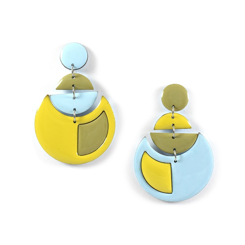 ORECCHINI GEOMETRIC HARMONY celeste-lime-salvia