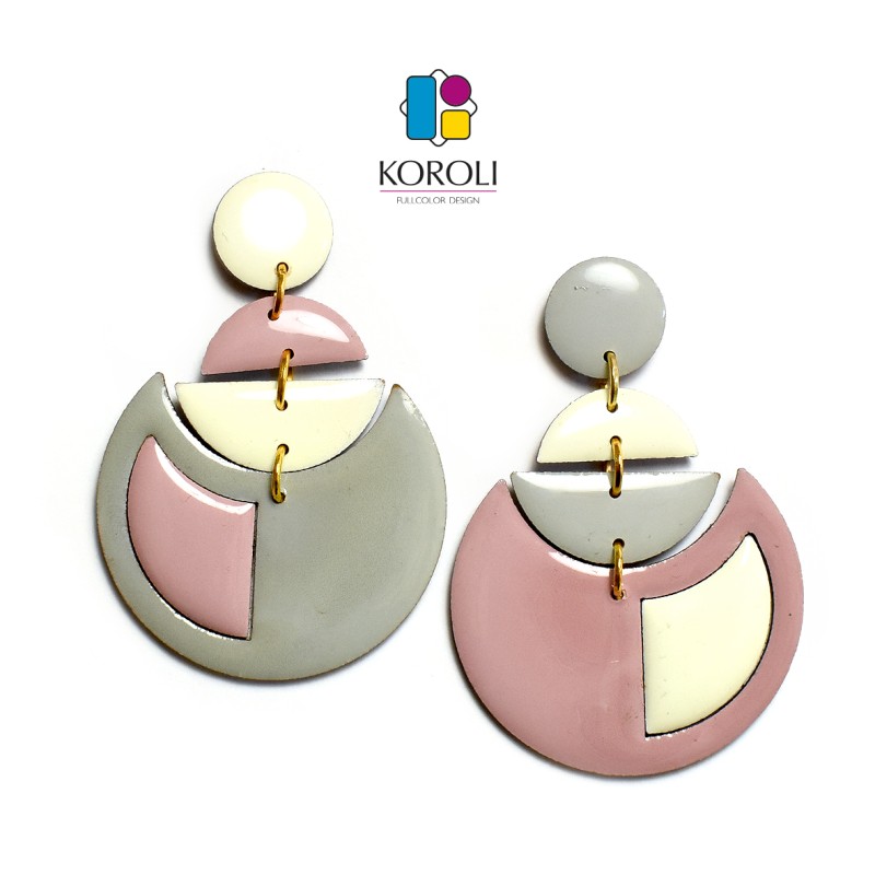 ORECCHINI GEOMETRIC HARMONY avorio - rosa - grigio