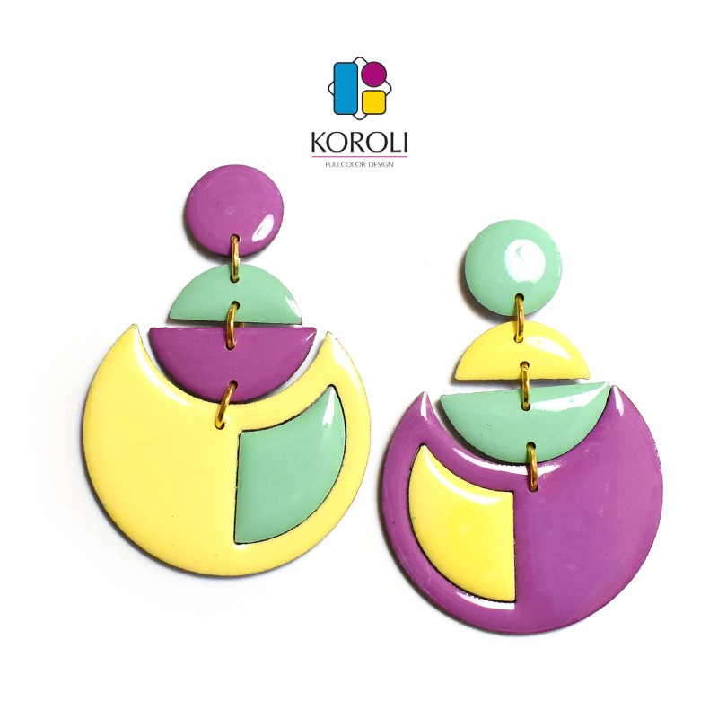 ORECCHINI GEOMETRIC HARMONY crema - bouganville - menta
