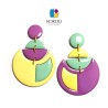 ORECCHINI GEOMETRIC HARMONY crema - bouganville - menta