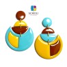ORECCHINI GEOMETRIC HARMONY turchese - cioccolato - senape