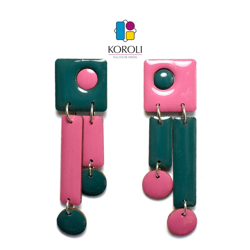 orecchini ARTEMIDE rosa-verde pino