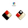 ORECCHINI TUILE QUADRATO rosso-nero-oro