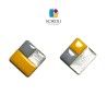ORECCHINI TUILE QUADRATO grigio-senape-argento