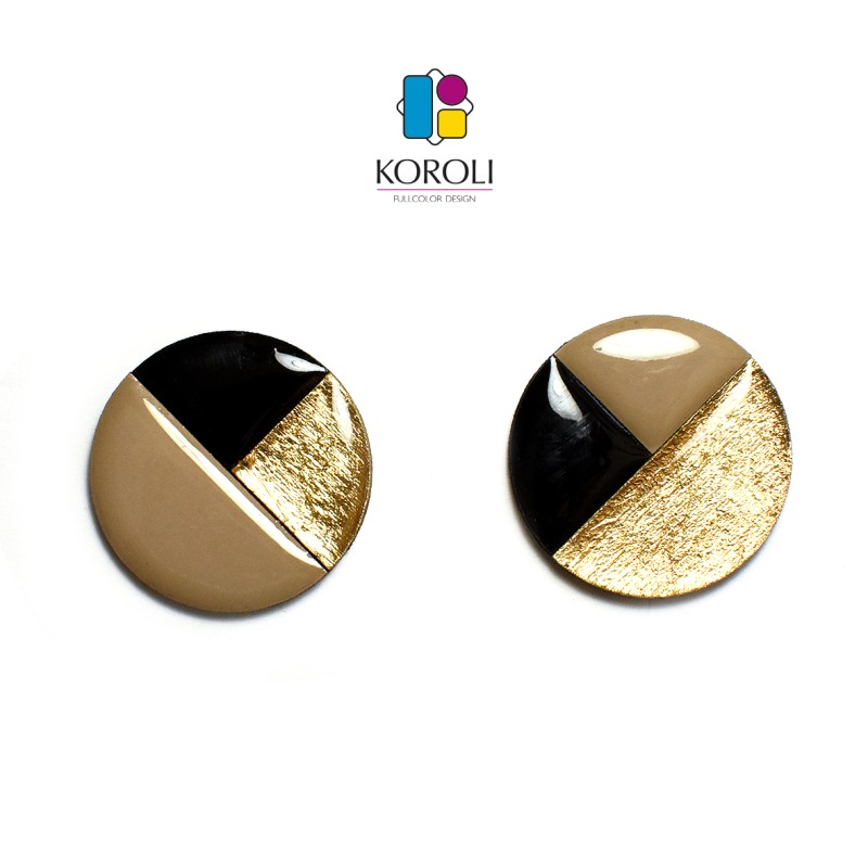 ORECCHINI TUILE TONDO sabbia-nero-oro