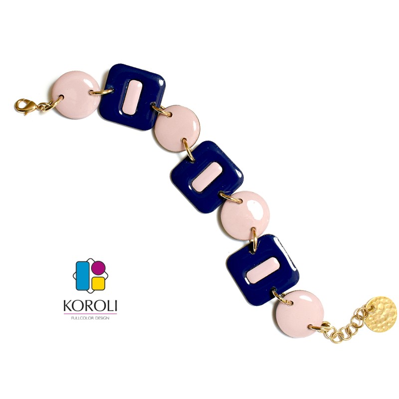 BRACCIALE SELENE - blu notte, rosa cipria