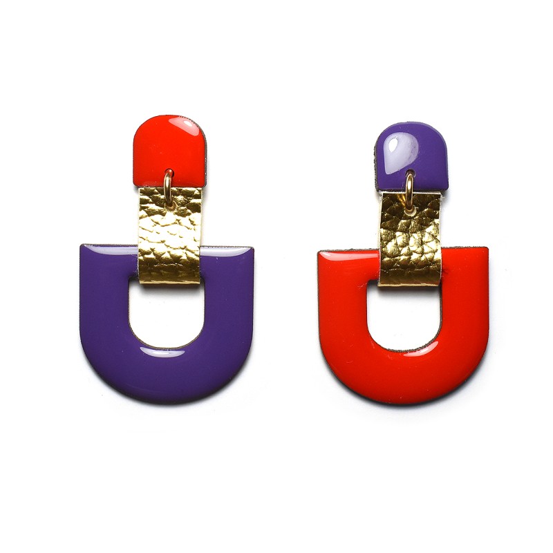 ORECCHINO DELTA - ROSSO E VIOLA