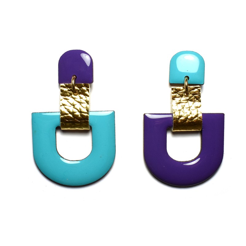 ORECCHINO DELTA - TURCHESE E VIOLA